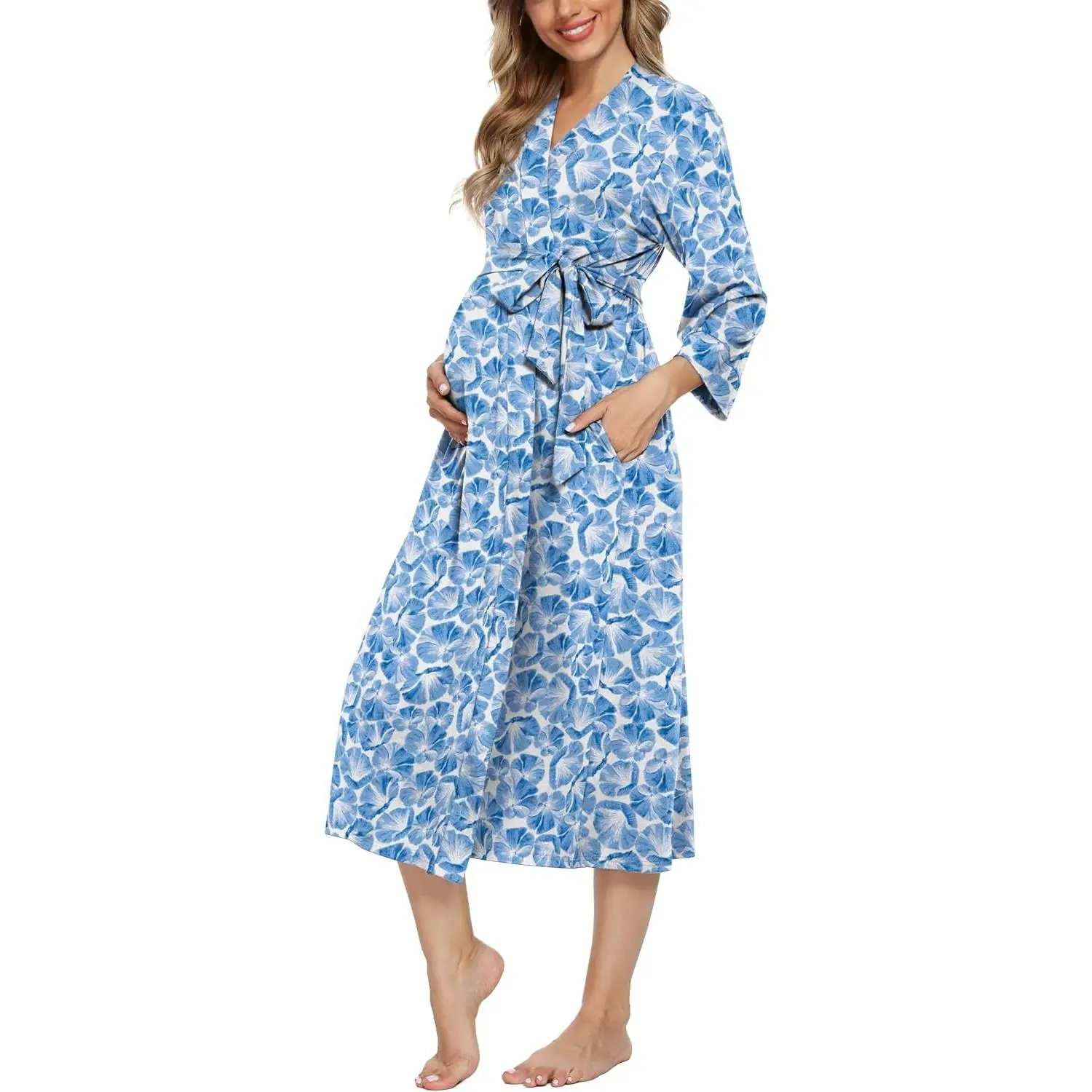 Women's Maternity Sleepwear,Labor/Delivery/Nursing/Hospital Nightgown Kimono Robes Long Pregnancy Loungewear