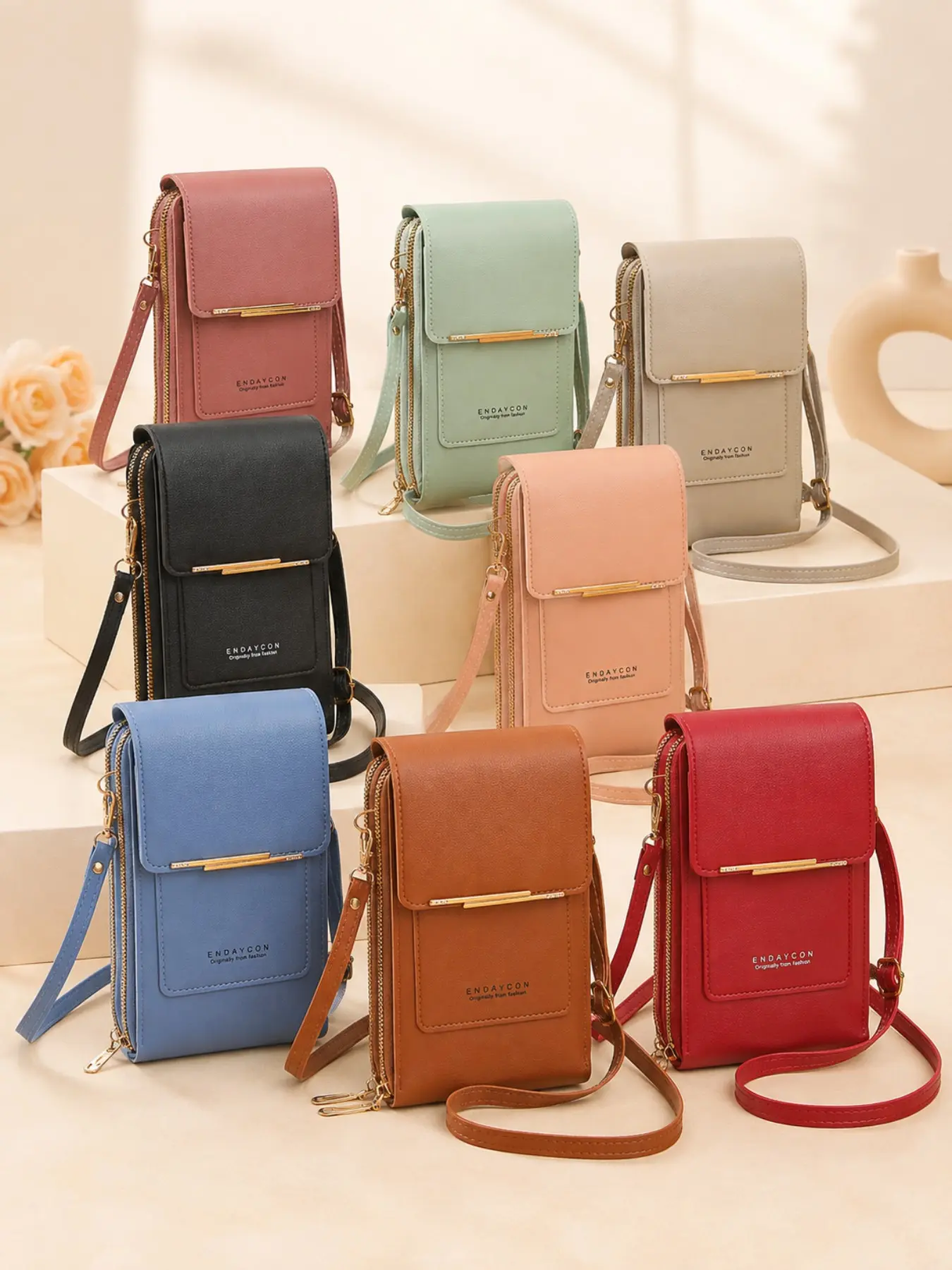 Women’s Touch Screen Phone Crossbody Bag, Mini Shoulder Purse with Zipper Wallet & Key Holder, Multi Functional Cell Phone Holder Bag
