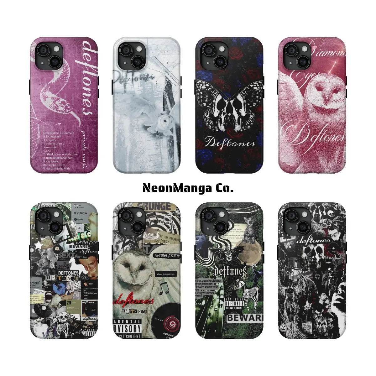 Deftones White Pony Dark Gothic Polycarbonate 2-in-1 Phone Case - Shockproof Double Layer Protector for Smartphone, Cellphone, Handheld Devices, Perfect Holiday Gift Compatible with iPhone 11 12 13 14 15 16 17