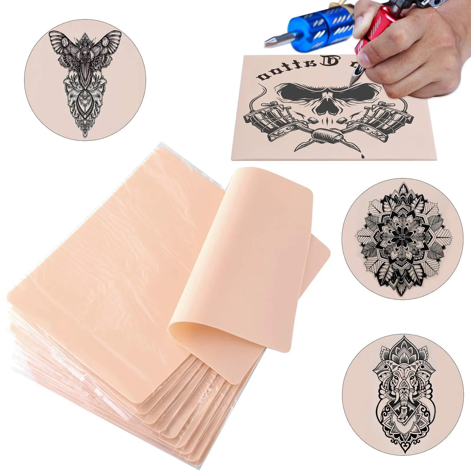 5/10pcs Premium Tattoo Training Kit - Realistic Fake Skin for Tattoo Beginners, Blank Tattoo Practice Skin - Double Sided for Tattoo Artists