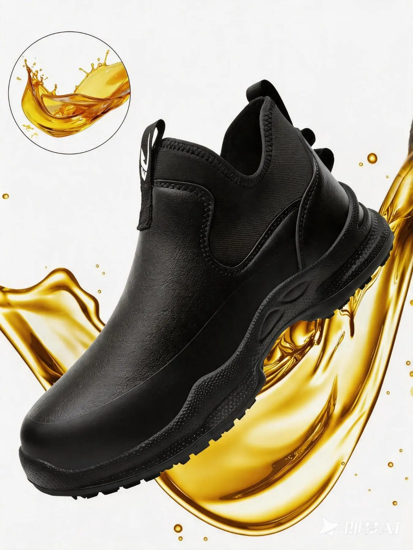 Anti-Slip Oil-Resistant Chef Shoes, Waterproof Comfortable Kitchen Restaurant Work Shoes, Nonslip Work Shoes, PU Leather Low Top Safety Footwear