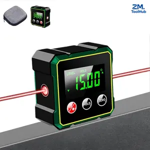 4-Side Magnetic Design, Woodworking Construction Measuring Tools, Digital Angle Finder with Electronic Laser Level,Inclinometer, Angle Gauge, Protractor Measuring Tool for Woodworking (Laser Level is Class II,Output<5mW)