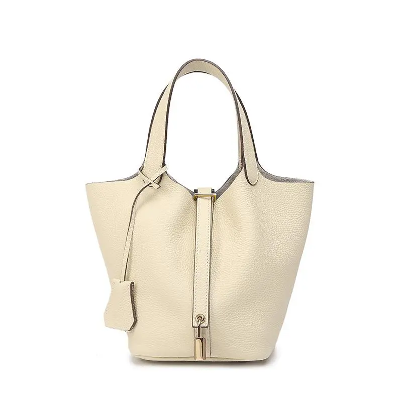 Luxury Women's Commute Leather Bucket Bag, Genuine Cowhide Soft Mini Top Handle Handbag, Classic Minimalist Elegant Purse for Office Work Business Meetings Dating Shopping Daily Use All Seasons tiktokshopsummersale tiktokshopbacktoschool