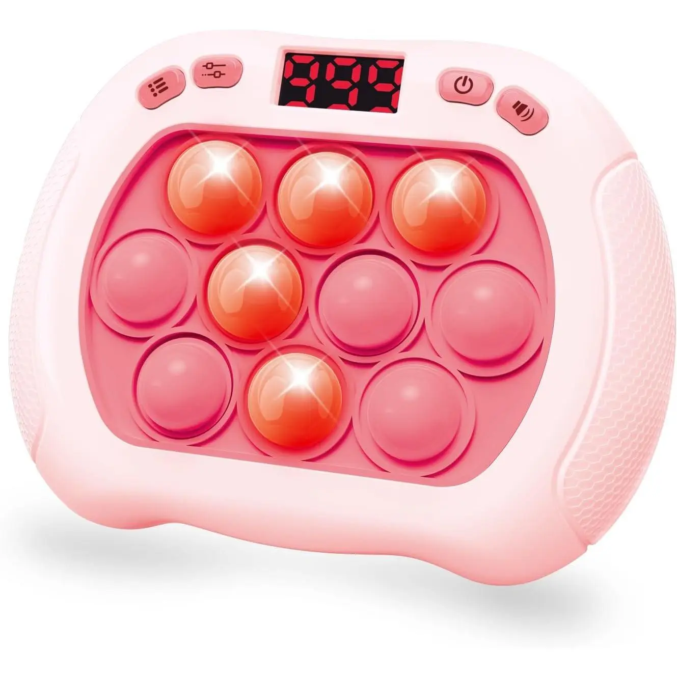 Pop Game Light Up Fidget Toy  Kids, 6 Modes LED Screen Quick Push Controller Electric Fidget Popper Bubble Game Car Games Travel Activities Birthday Toys  Girls Pink