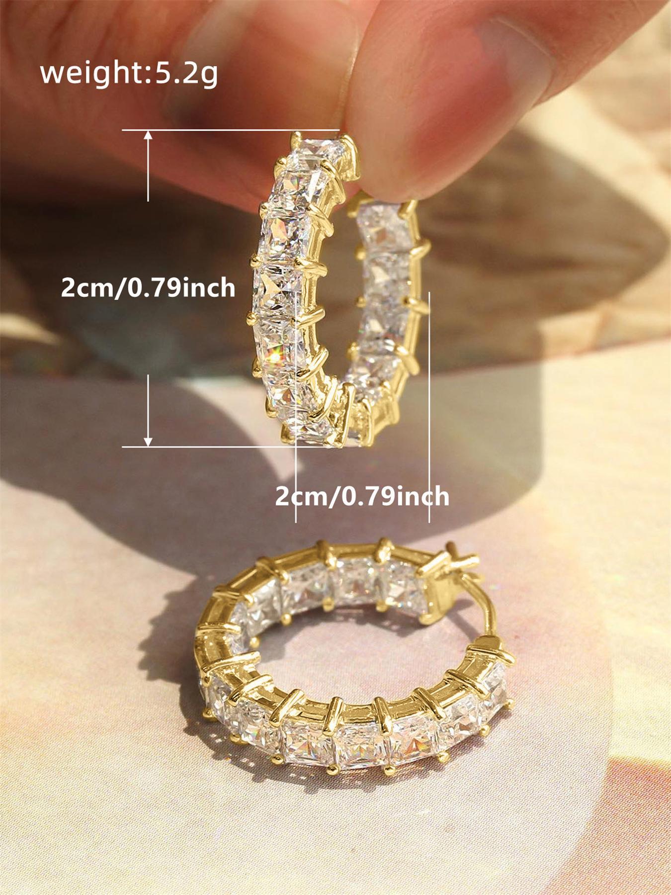 Rhinestone Decorated Hoop Earrings, Fashionable Hoop Earrings for Women & Girls, Fashion Jewelry for Party, Daily Clothing Decor, Trendy All-match & Exquisite Jewelry for Birthday Gift