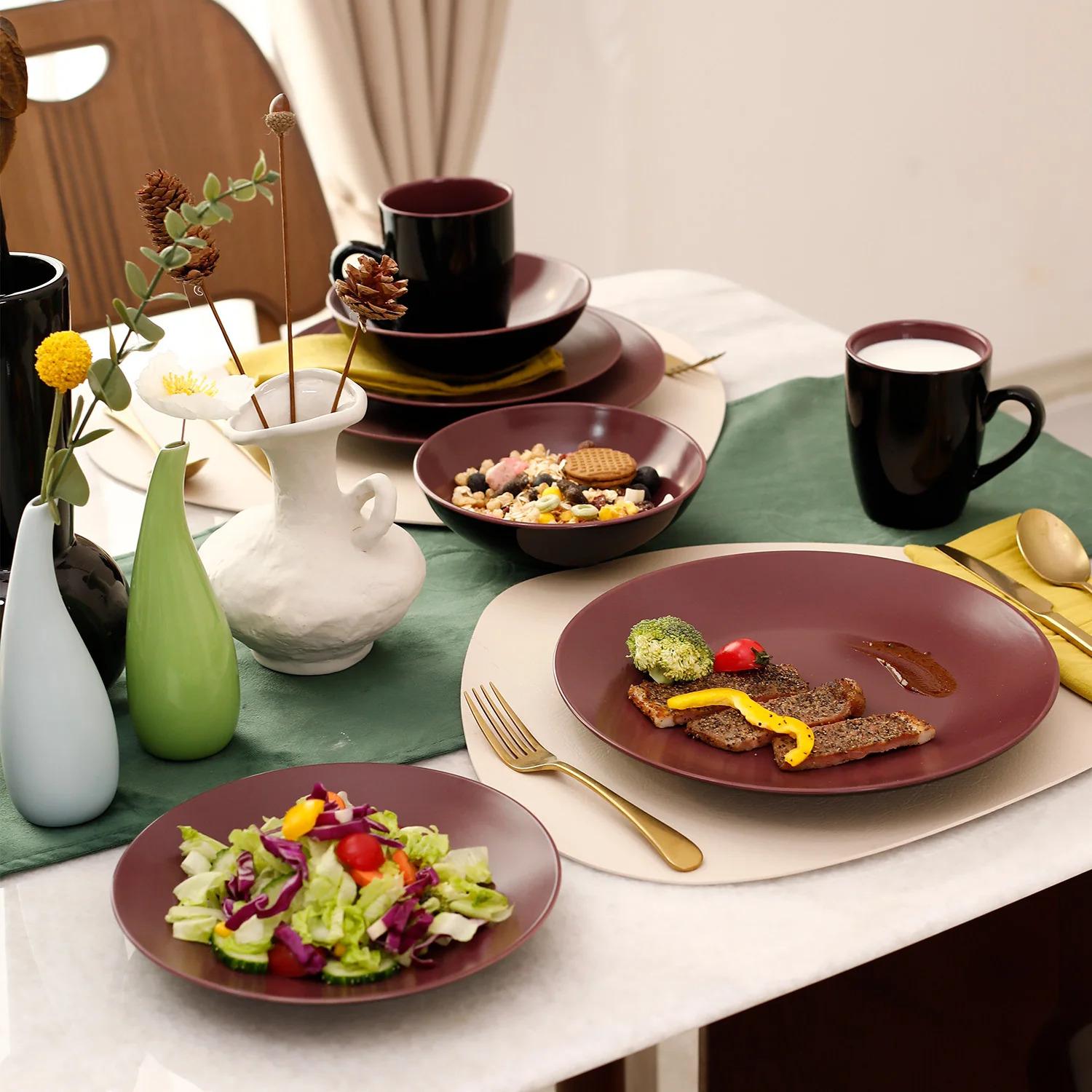 Quality Cookware Plates Classical Design Ceramic Bowls Mugs and Practical Tableware Set for Restaurant Use