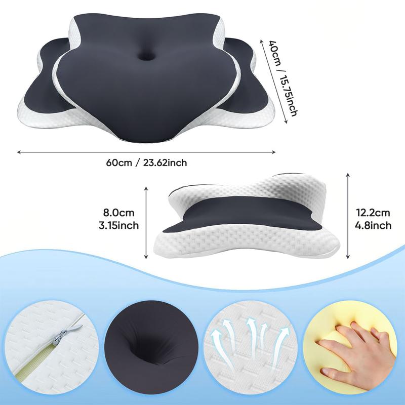 Memory Cotton Neck Pillow, Soft Ergonomic Support for Side Sleepers and Back Sleepers, Comfortable Sleeping Pillow for Better Sleep