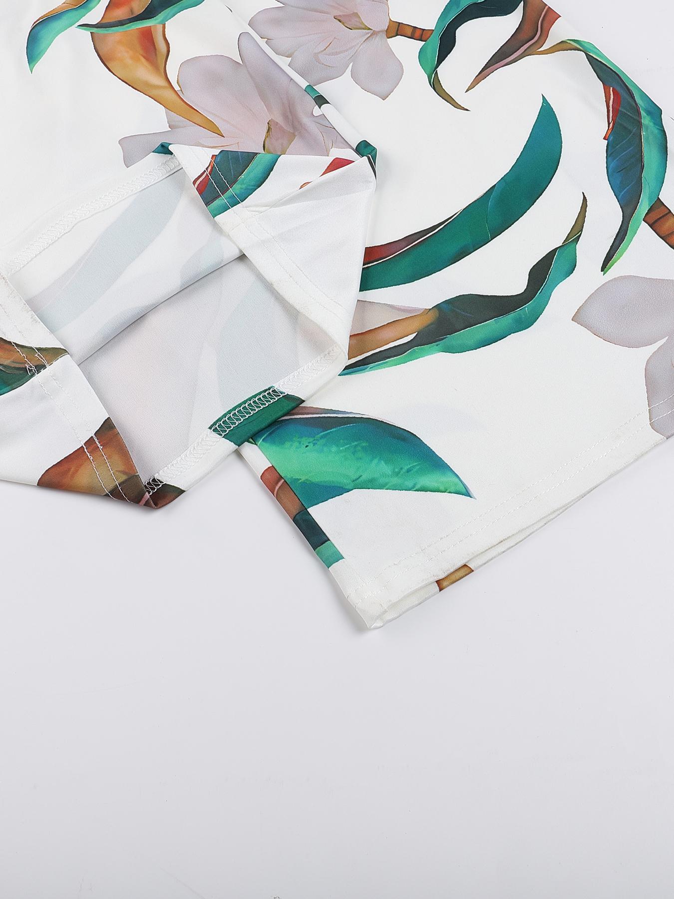 Women's Floral Print Off-Shoulder Wrap Jumpsuit, High Waist Fitted Jumpsuit, Boho Style Sexy Fashion Jumpsuit for Women