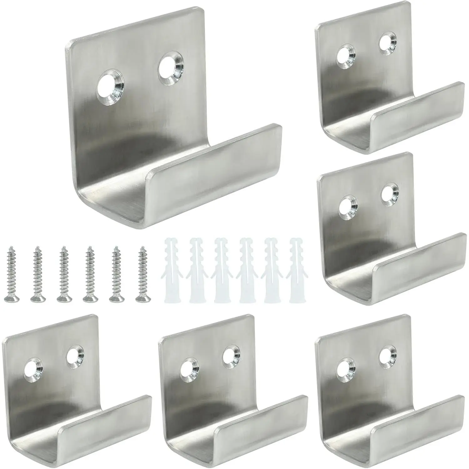 6 stainless steel tile hanging brackets, extra-large size, silver color