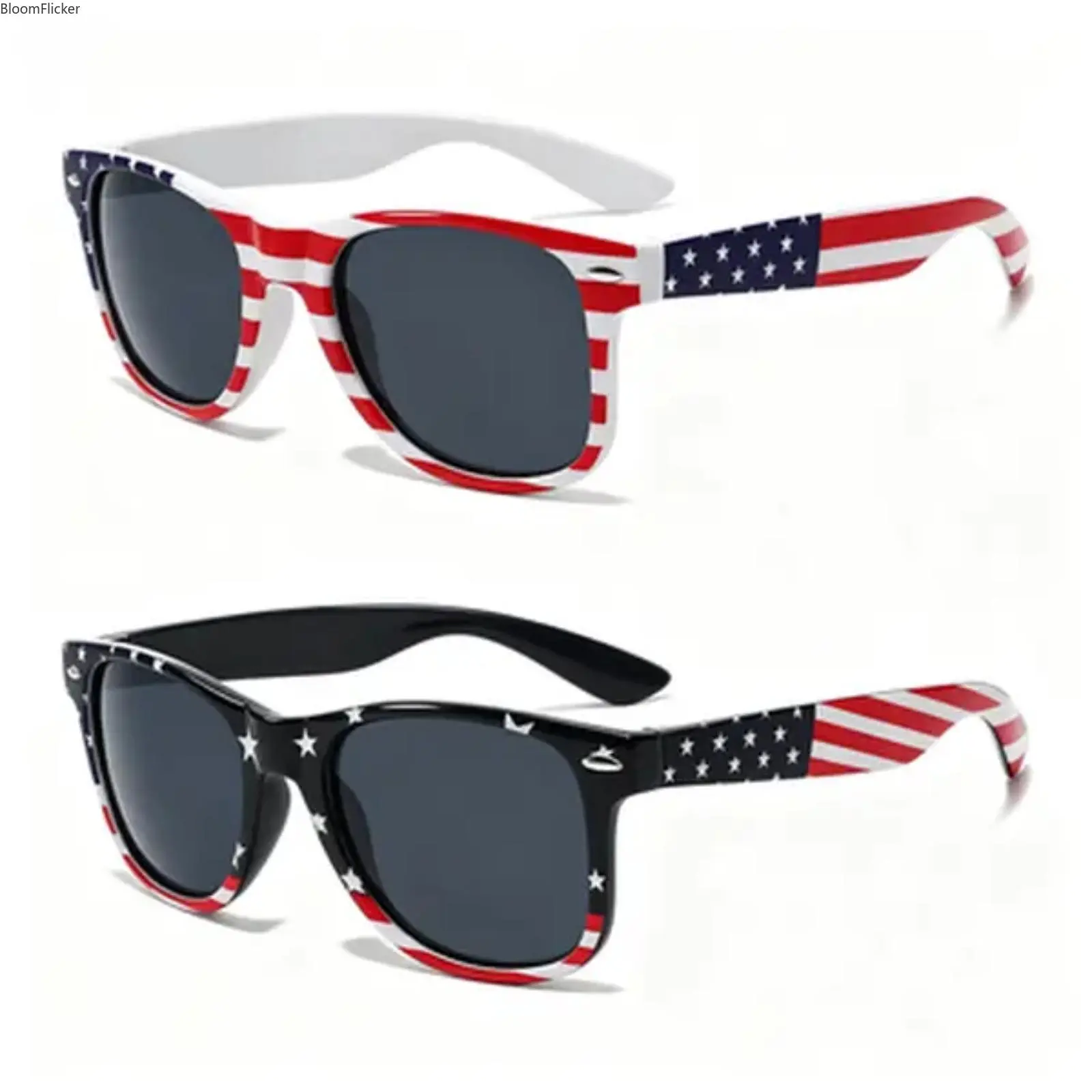 2PCS USA Flag Patriotic Sunglasses, Star & Stripes UV Protection Shades, Stylish Independence Day Eyewear, Party Favor Accessory for Parades, Beach BBQs & Holiday Gatherings for Men Women