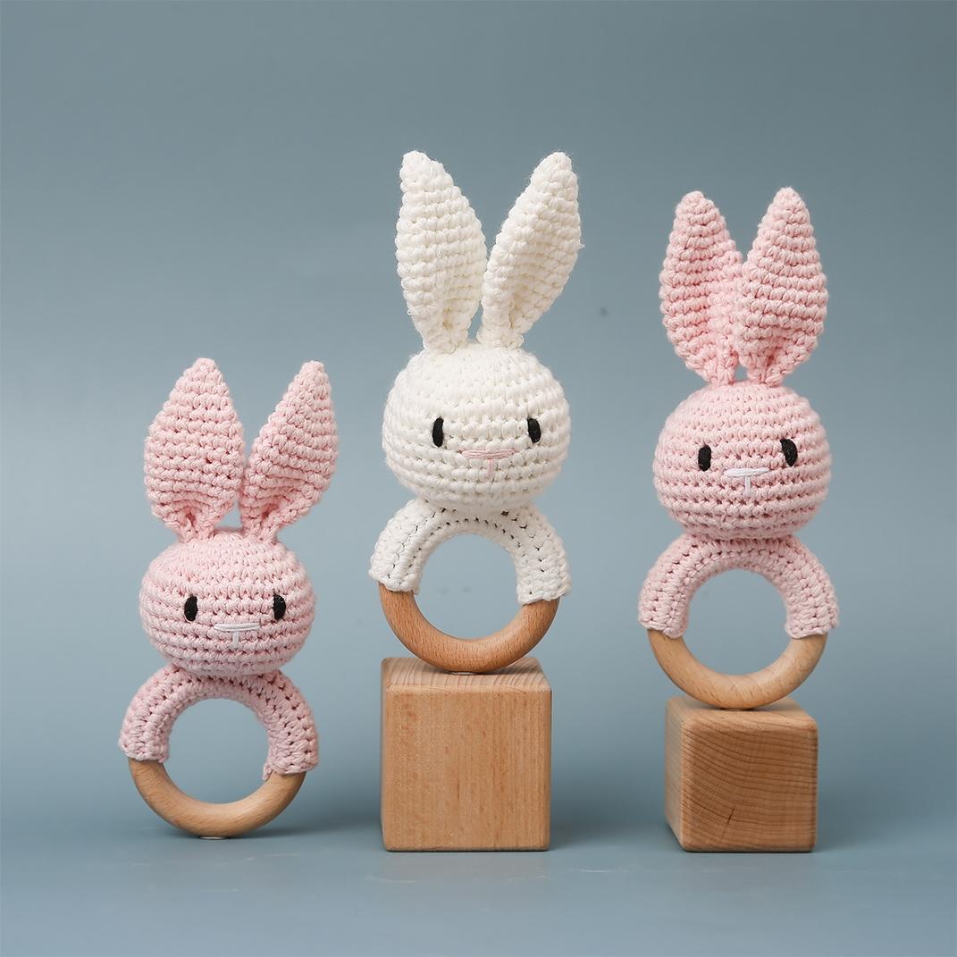Cute Bunny Rabbit Rattle Toy for Newborn Babies, Handheld Baby Infant Soothing Toy, Perfect Gift for Easter, Must-Have for Moms