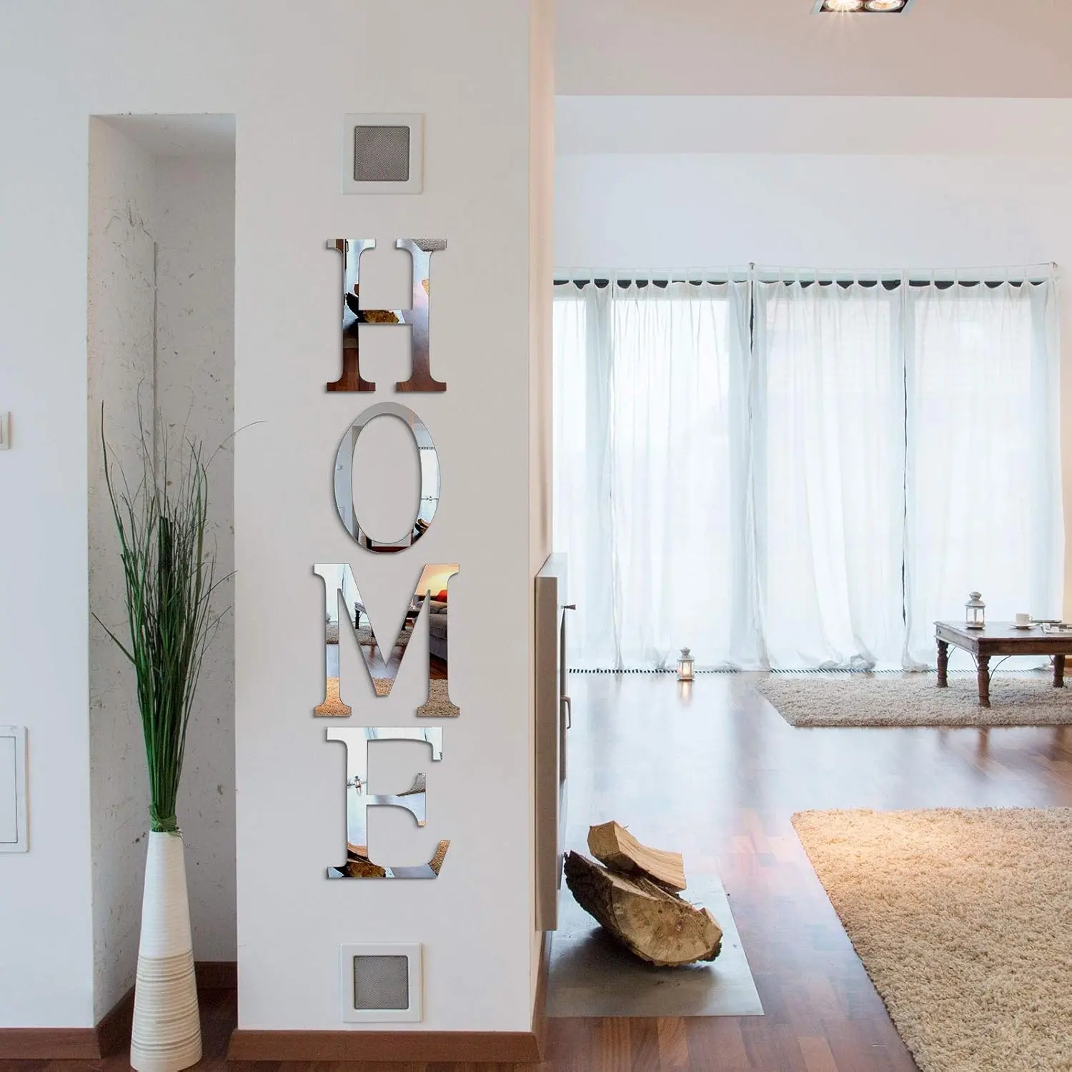 3D Home Wall Decor Letter Sign Acrylic Mirror Wall Decor Stickers Family Farmhouse Decals for Home Room Bedroom Mirror Decoration 47x 11.8 Inch(Silver)