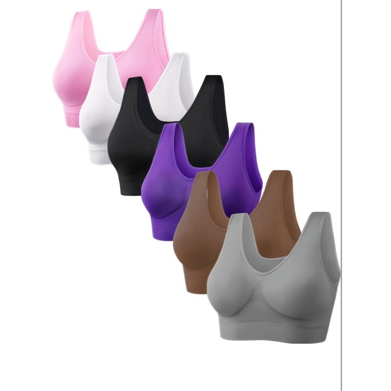 Seamless Wire-Free 6pcs Plus Size Sports Bras for Women - Racerback Straps for Running & Yoga - Backless Design summer outfits spring outfits