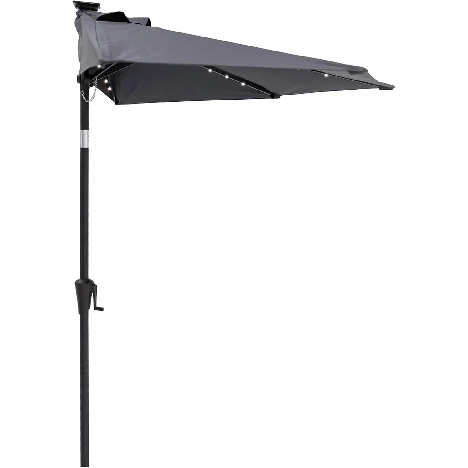 9 ft Half Round Outdoor Patio Market Wall Umbrella with Solar LED Lights and Tilt