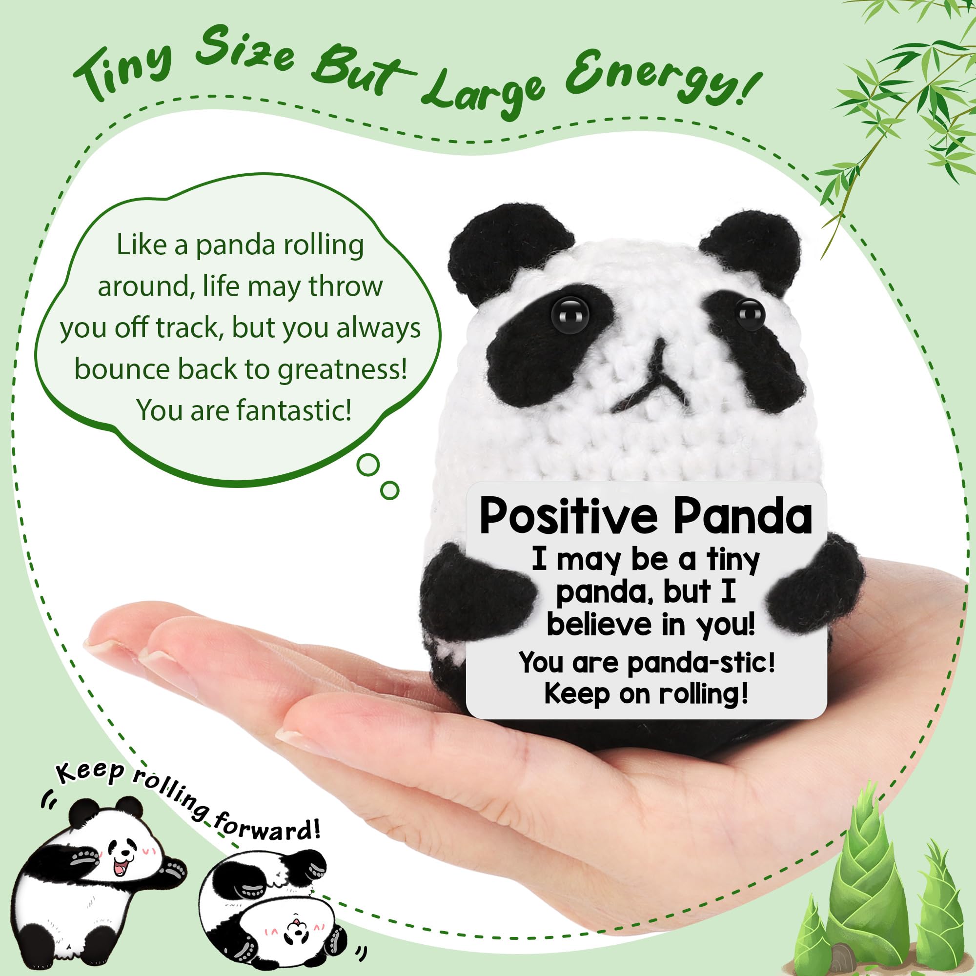 Soft Handmade Crochet Panda Stuffed Animal,Emotional Support Plush for Anxiety Relief,Birthday Gifts for Women Men,Teacher Appreciation Gifts,Easter Basket Stuffers for Boys Girls Teens,Cute Mini Companion Toy for Home Decor & Festival Gifting