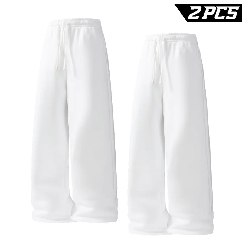 Men's Wide Leg Sweatpants 2 Pack with Open Bottom, Drawstring Waist and Pockets, Lightweight Loose Fit Athletic Pants for Gym, Walks, Travel, Training, Lounge and Casual Daily Wear