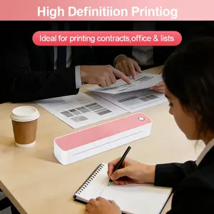 Portable Thermal Printer for Travel Car School, Print Documents Pdf Photos, Label Printing, Tattoo Template Printer, Wireless USB Connection, Lightweight Compact Design