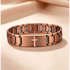 Men's Copper Cross Bracelet Jewelry Set - Ultra-Strong Magnetic Adjustable Wrist Band with Free Sizing Tool & Premium Gift Box, Stylish Christian Jewelry for Birthday Easter Gifts friend  Jewelry  accessory men  Gifts