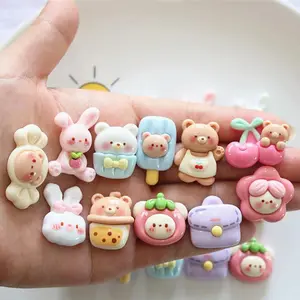 10PCS Shiny Cherry Bear Series Resin Flat Back Cabochons For Hairpin Scrapbooking DIY Jewelry Craft Decoration Accessories