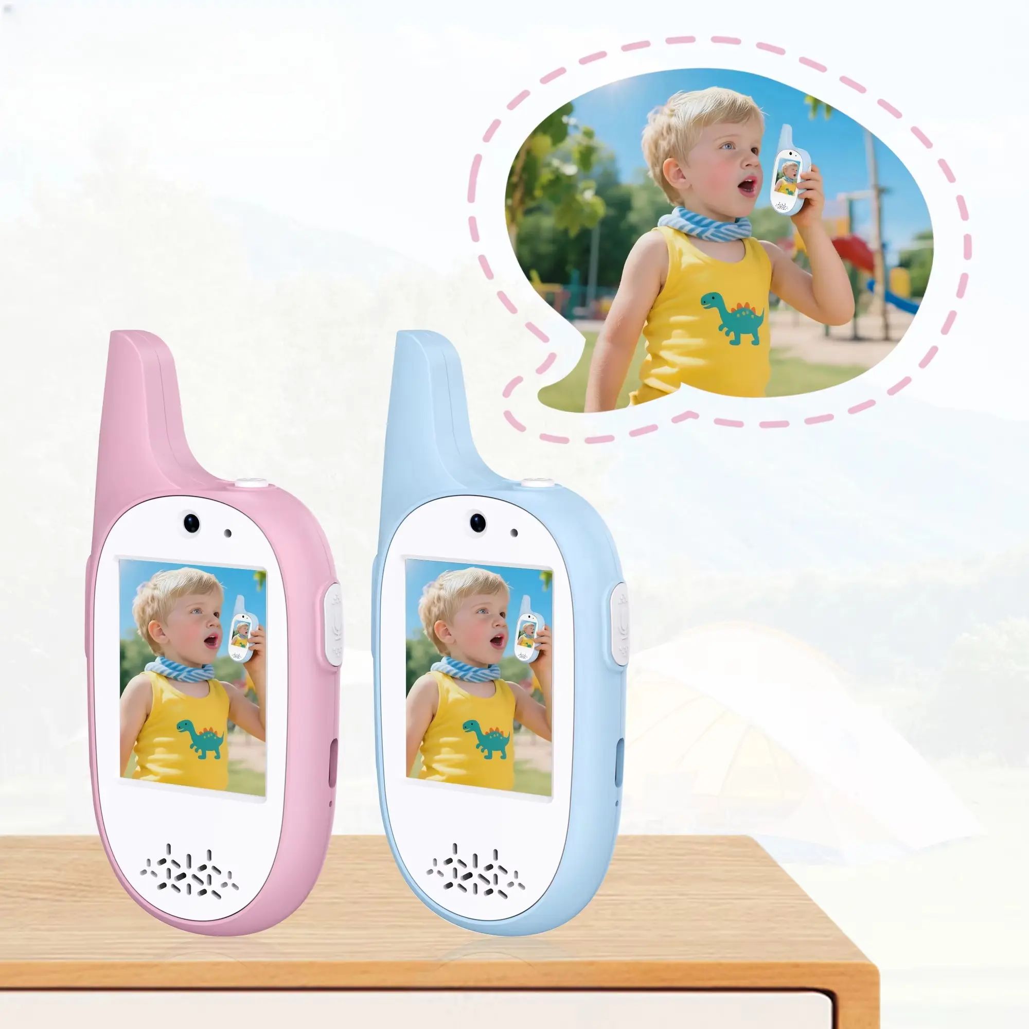 Children's Rechargeable Walkie-Talkie with 2.0 in Screen, 400m Range, 2.4GHz FHSS Technology & 720P Video Camera, Electronic Kids' Toy