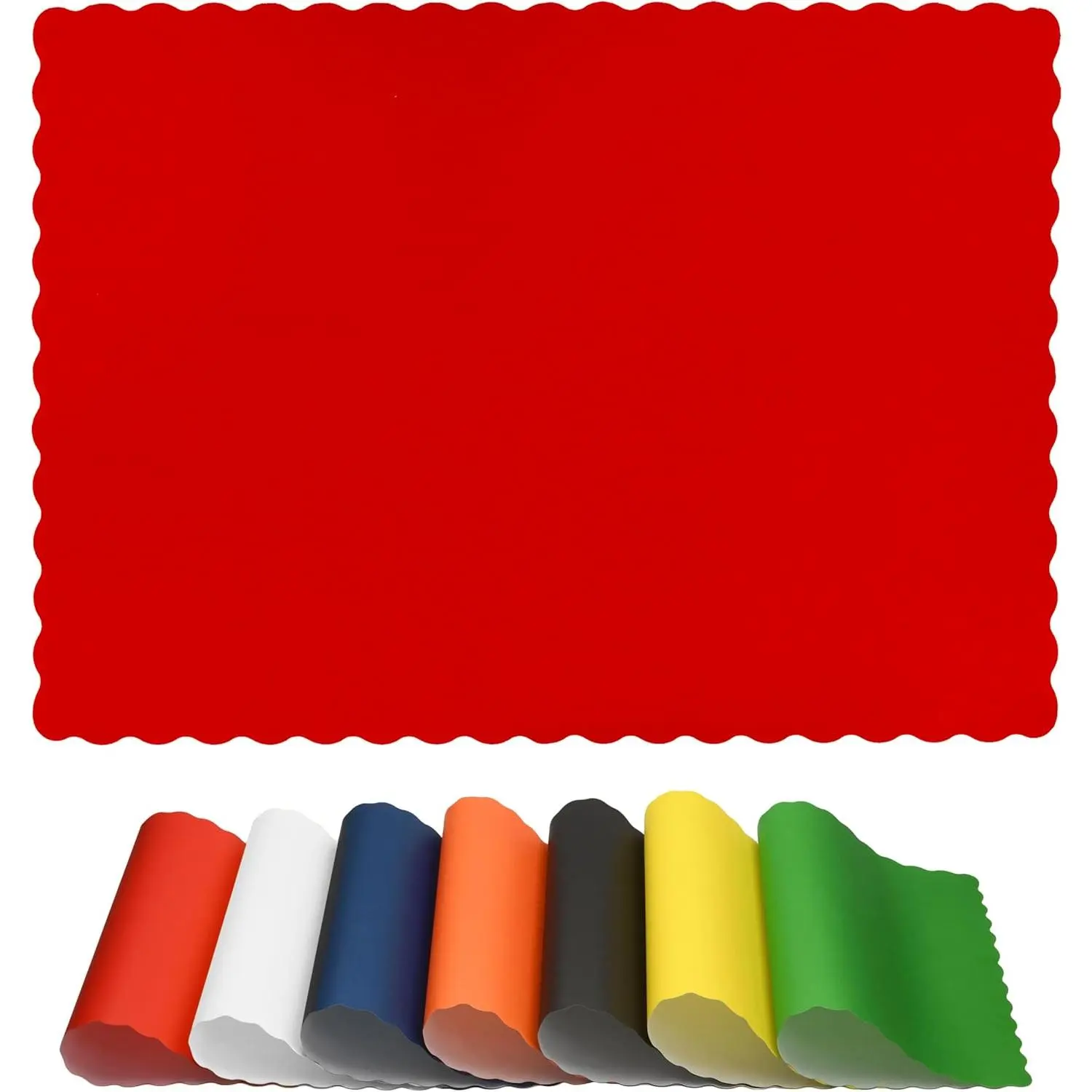 Disposable Paper Placemats – Premium, 50 Pack of Red Scalloped Edge Placemats, Perfect Size 10x 14