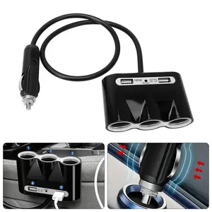 3-In-1 Car Cigarette Lighter Adapter, Multi-Function Charger, 12-24v USB Port, High-Power Safe Power Supply, Suitable for Cars, Suvs, Trucks