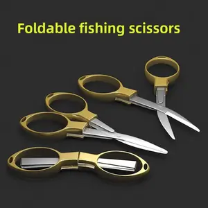 Folding small scissors, stainless steel scissors, multi-functional stretching 8-character scissors, outdoor fishing children's thread scissors, fishing line scissors
