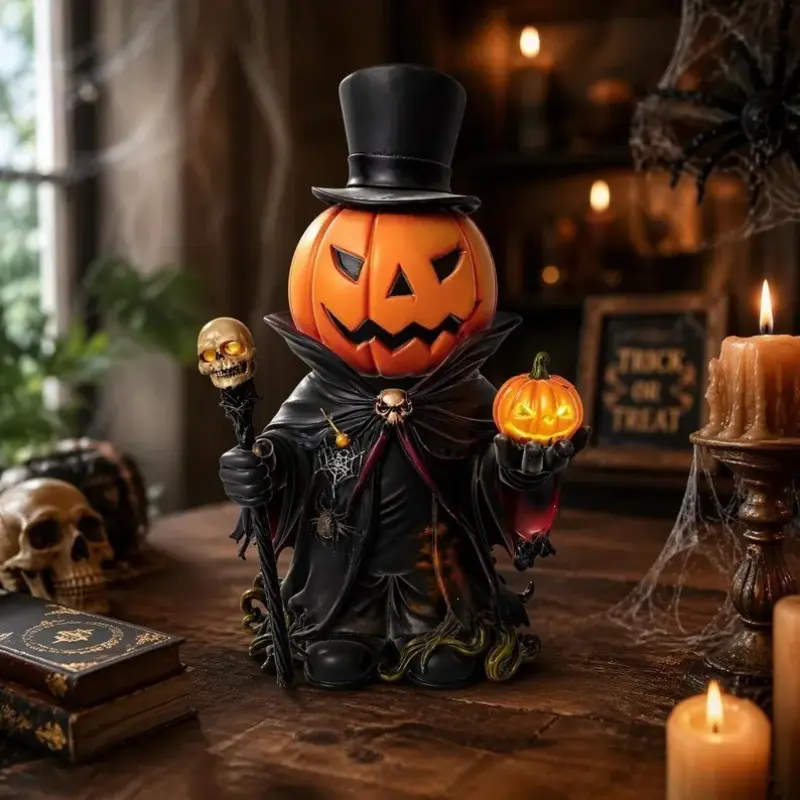 Halloween Pumpkin Man Statue Resin Craft, Decorative Ornament, Horror Home Decor, Creative Living Room Accent, Perfect Halloween Gift Choice