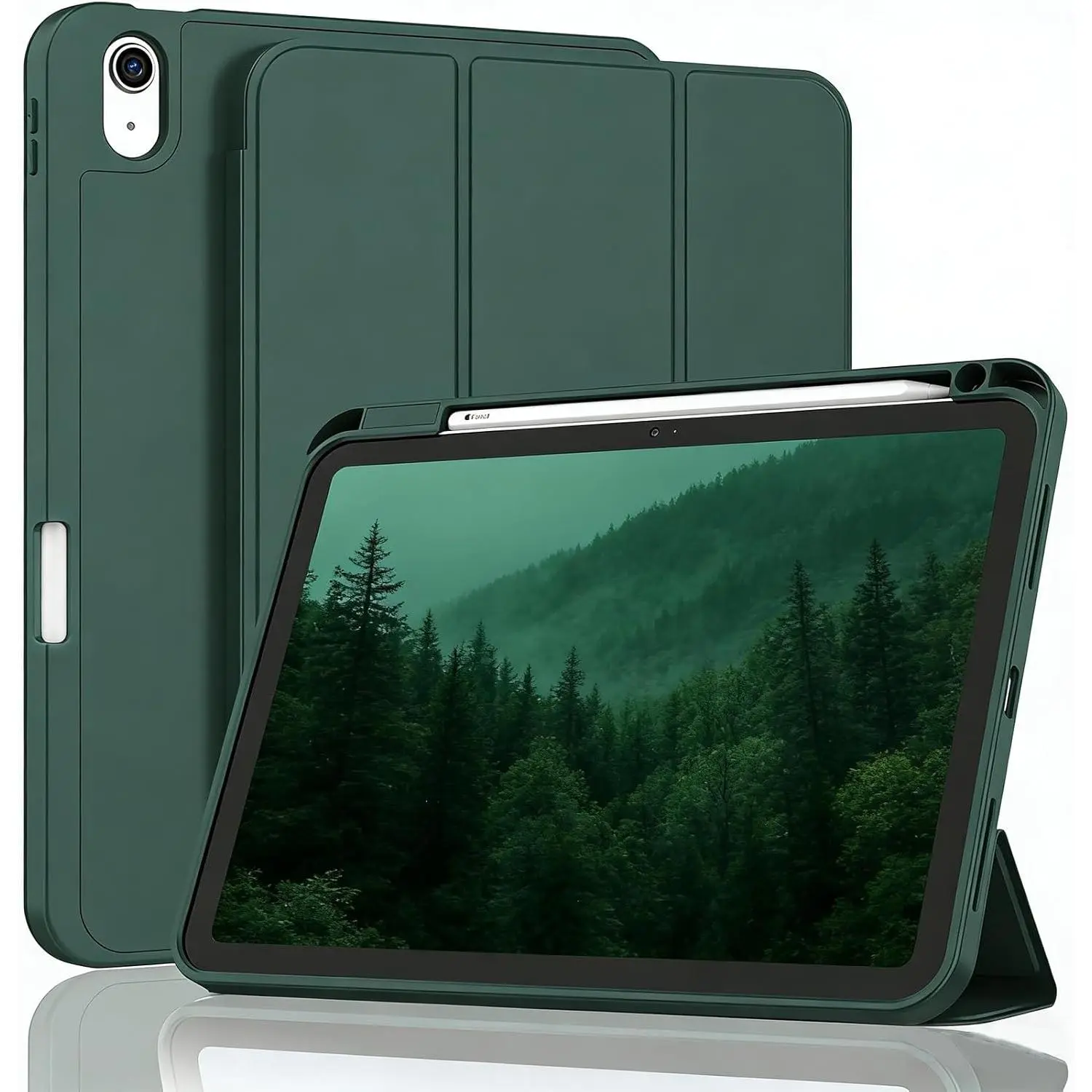 Case for iPad (A16) 11th/10th Generation 11-Inch 2025/10.9-Inch 2022, Shockproof Case with Pencil Holder,  Cover with Soft TPU , Auto Wake/Sleep Function,Dark Green