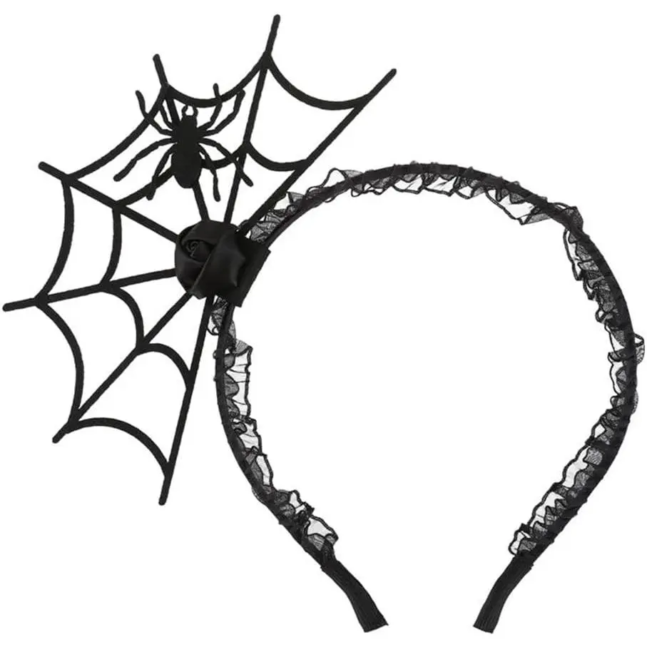 Halloween Spider Web Hair Hoop Cosplay Masquerade Spider Headband Costume Accessory (Black)