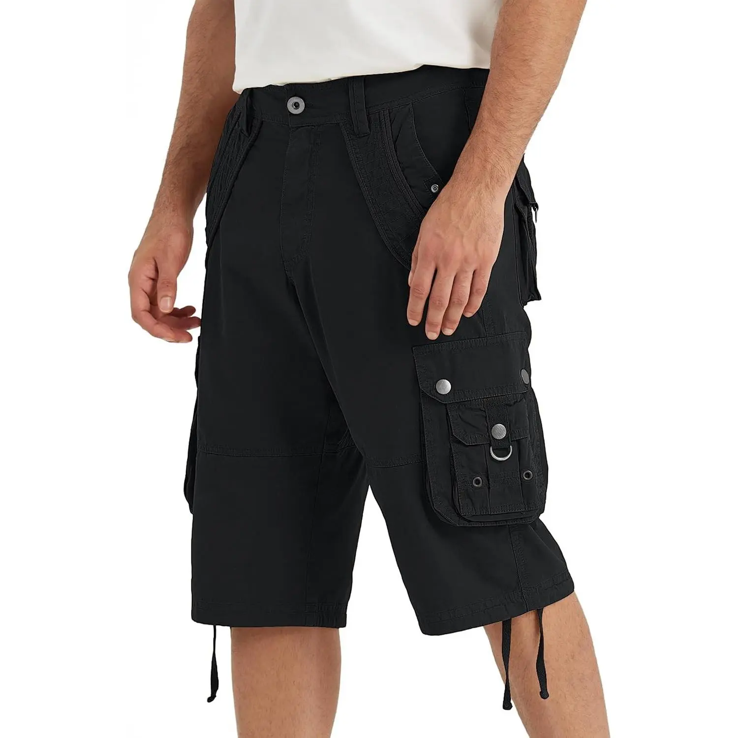 Mens Cargo Shorts with 8 Pockets Long Below Knee Length Relaxed Fit Casual Hiking Work Outdoor