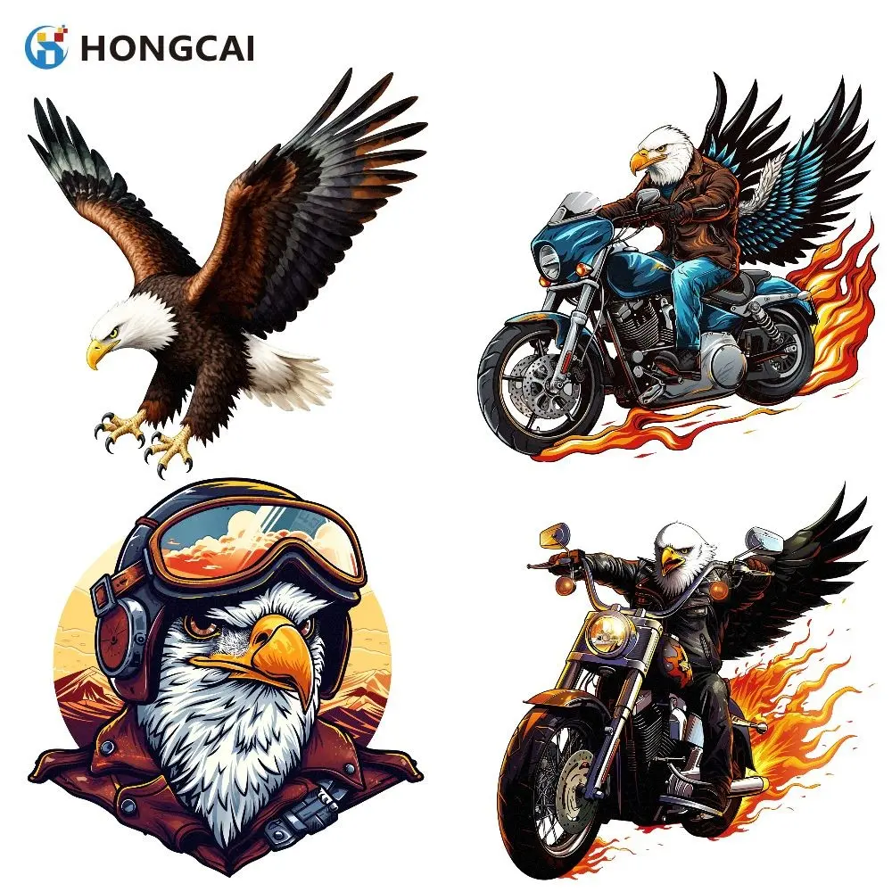 Motorcycle Eagle Heat Transfer Sticker, High Durability Fashion Apparel Accessory, DIY Clothing, American Vintage Style, Cool