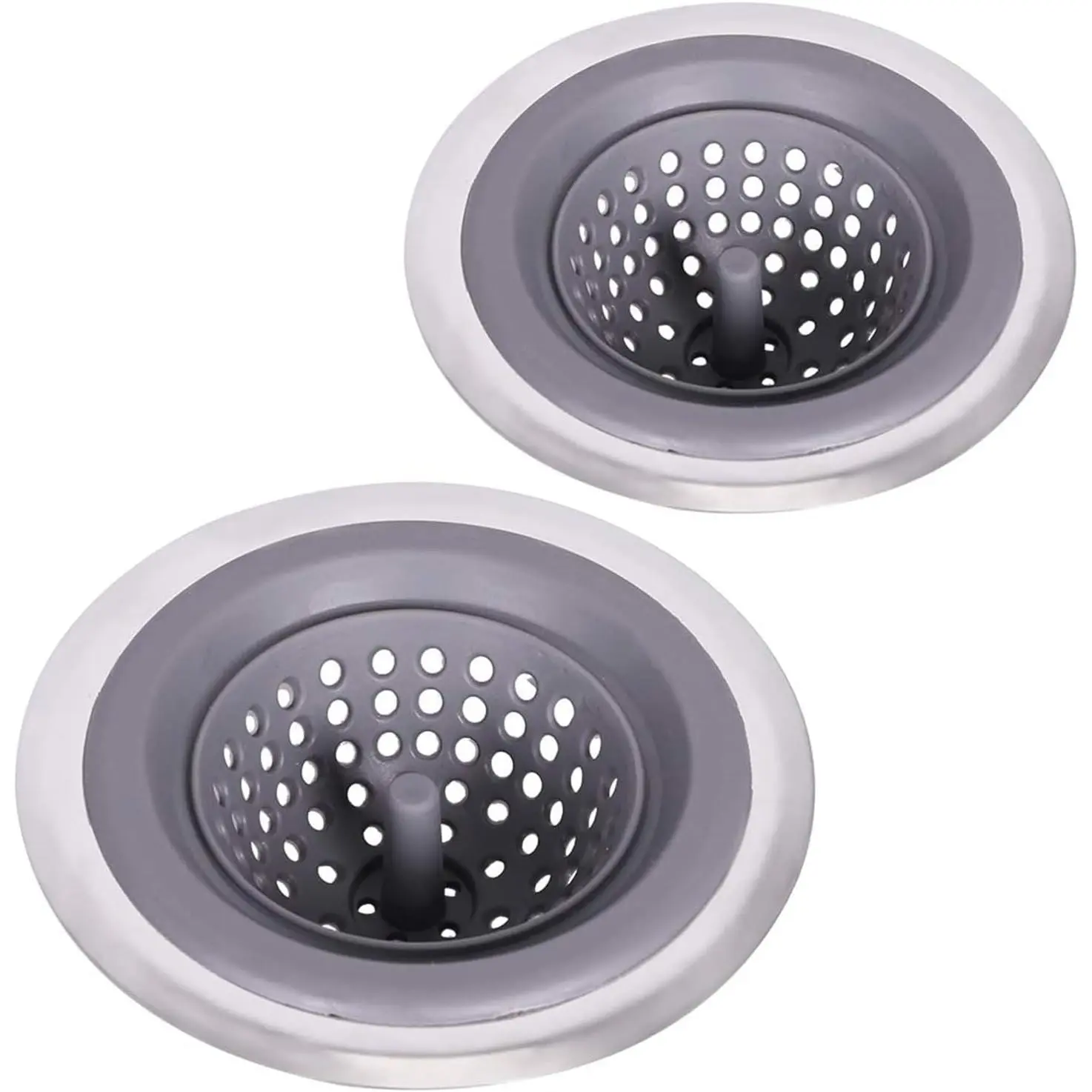 2 Pack Kitchen Sink Drain Strainer  Stainless | Drain Protector, Clogging, Large Wide Rim 4.5 inch Diameter, Tools  Improvement (Gray)