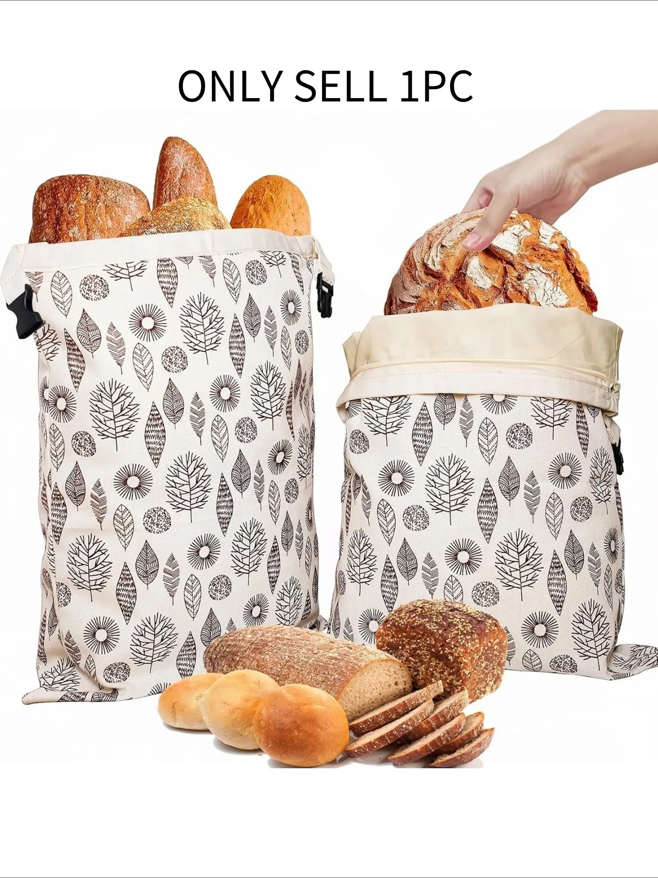 Linen Cotton Reusable Bags, Sourdough Fermentation & Storage Bags, Premium Beeswax Bread Bags
