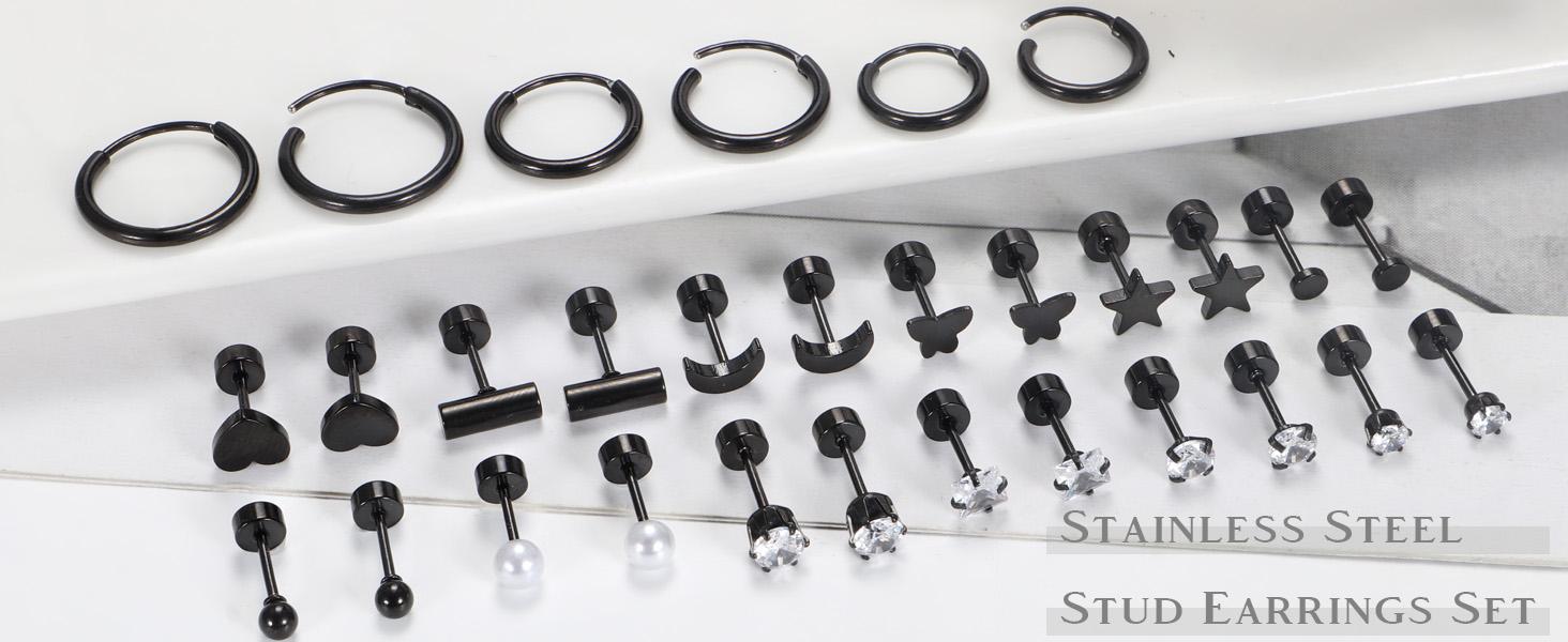 Florideco Small Tiny Stud Earrings for Women Hypoallergenic Flat Back Earrings 14K Gold Plated Surgical Stainless Steel Earrings Sets Screw Back Cartilage Earrings