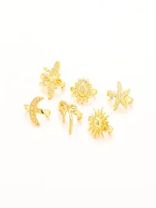 6 pieces of retro zinc alloy flip-flop accessories, featuring stars, sun, moon, bees, and butterfly shoe decorations. These are DIY flip-flop decorative pieces for women's summer shoes, suitable for Havaianas.