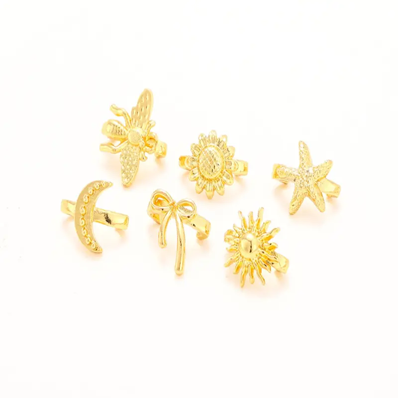 6Pcs Retro Zinc Alloy Flip-Flop Accessories, Star Sun Moon Bee & Butterfly Shoe Decorations, Cute Shoe Charms, Shoe Charms Set, DIY Charms for Women's Summer Shoes, Fits Havaianas, Sandal Charms, Shoe Decor Accessory