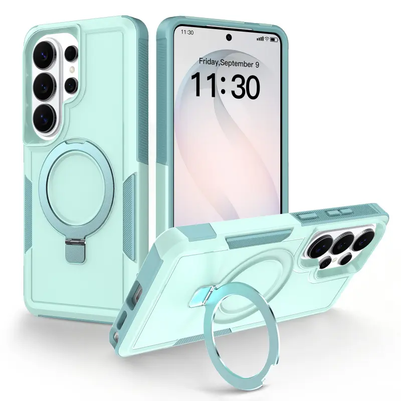 For S26 Ultra S25 Ultra S24 Ultra - Stand Magnetic Case, 3-in-1 Shockproof Protective Cover with Built-in Kickstand Kick Ring, Premium Hands-Free Phone Holder, Perfect Gift for Men Women
