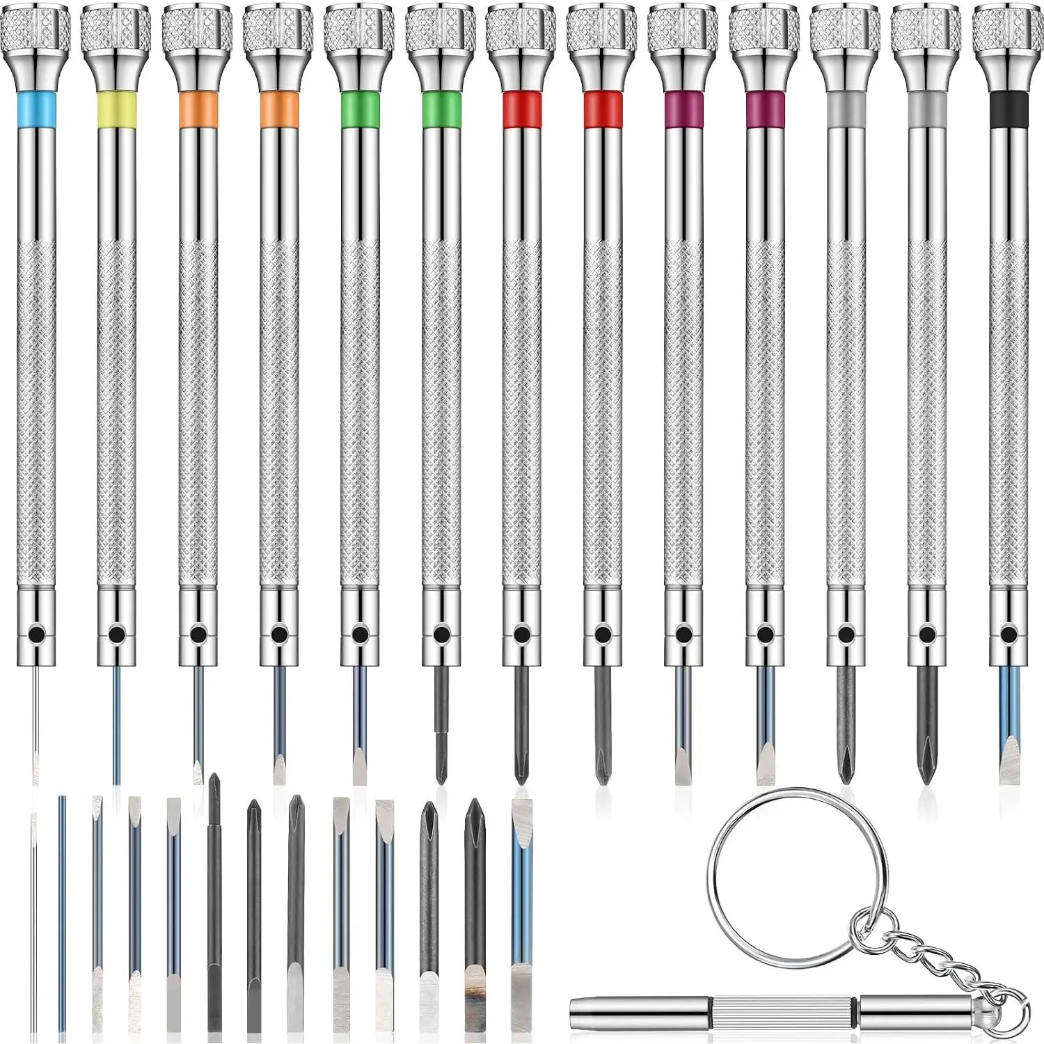 Watch  Set, 13 count Jeweler   0.6-2.0 mm | Flathead & Phillips Tips, 13 Spare , Eyeglasses Electronics Repair Kit