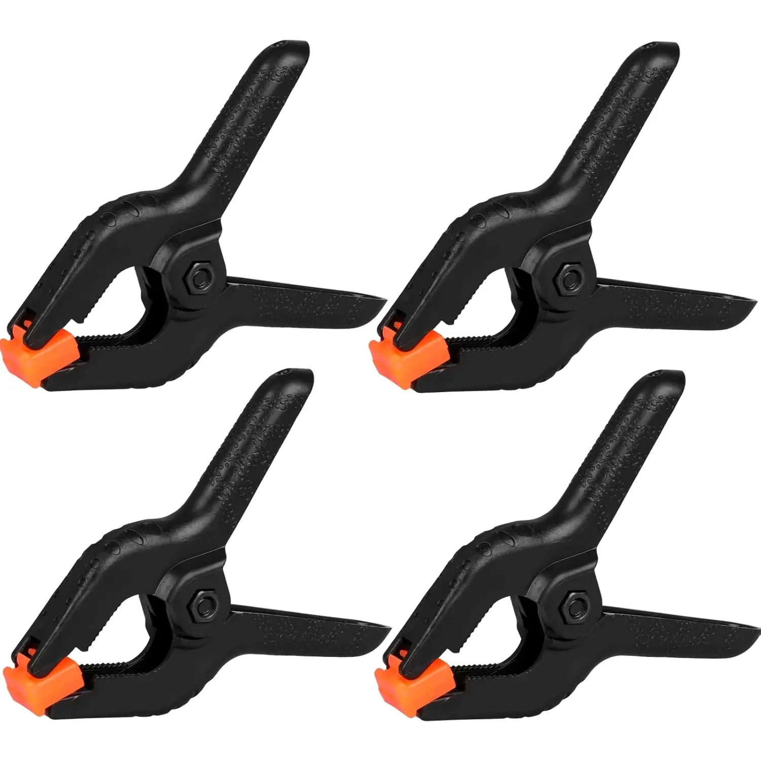4 Pack Spring Clamps, 4.5inch Plastic Clips, Backdrop Clips, Big Clamps Heavy Duty, Upgraded Clamp, Spring Clips for Crafts, Backdrop Stand, Woodworking, Photography Studios (Black)