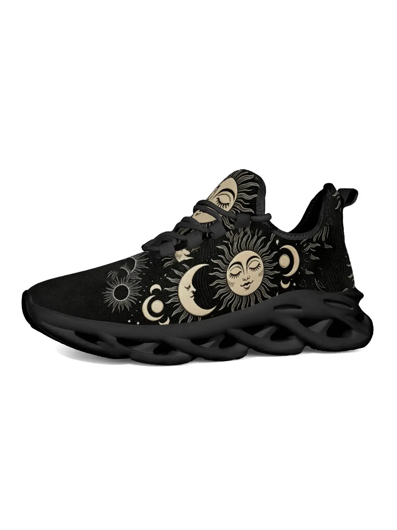 Thick Sole Casual Sports Shoes, Mystical Zodiac Print, Retro Street Style, Lightweight Fashion, Perfect for Young Women