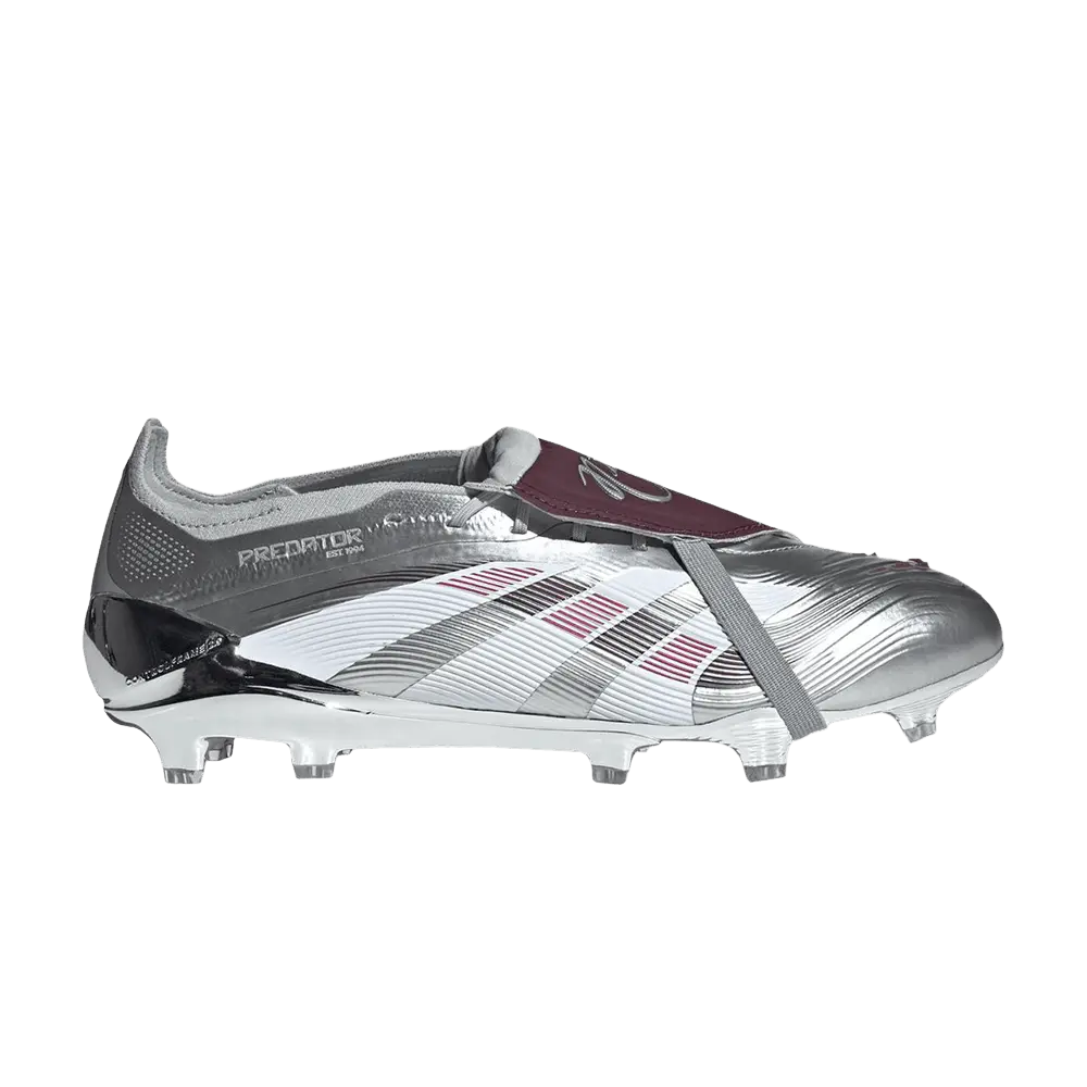 Jude Bellingham x adidas Predator Elite Foldover Tongue FG 'Chrome Dream' (Unisex) Silver Metallic/Legacy Burgundy/Maroon football boots IH0894