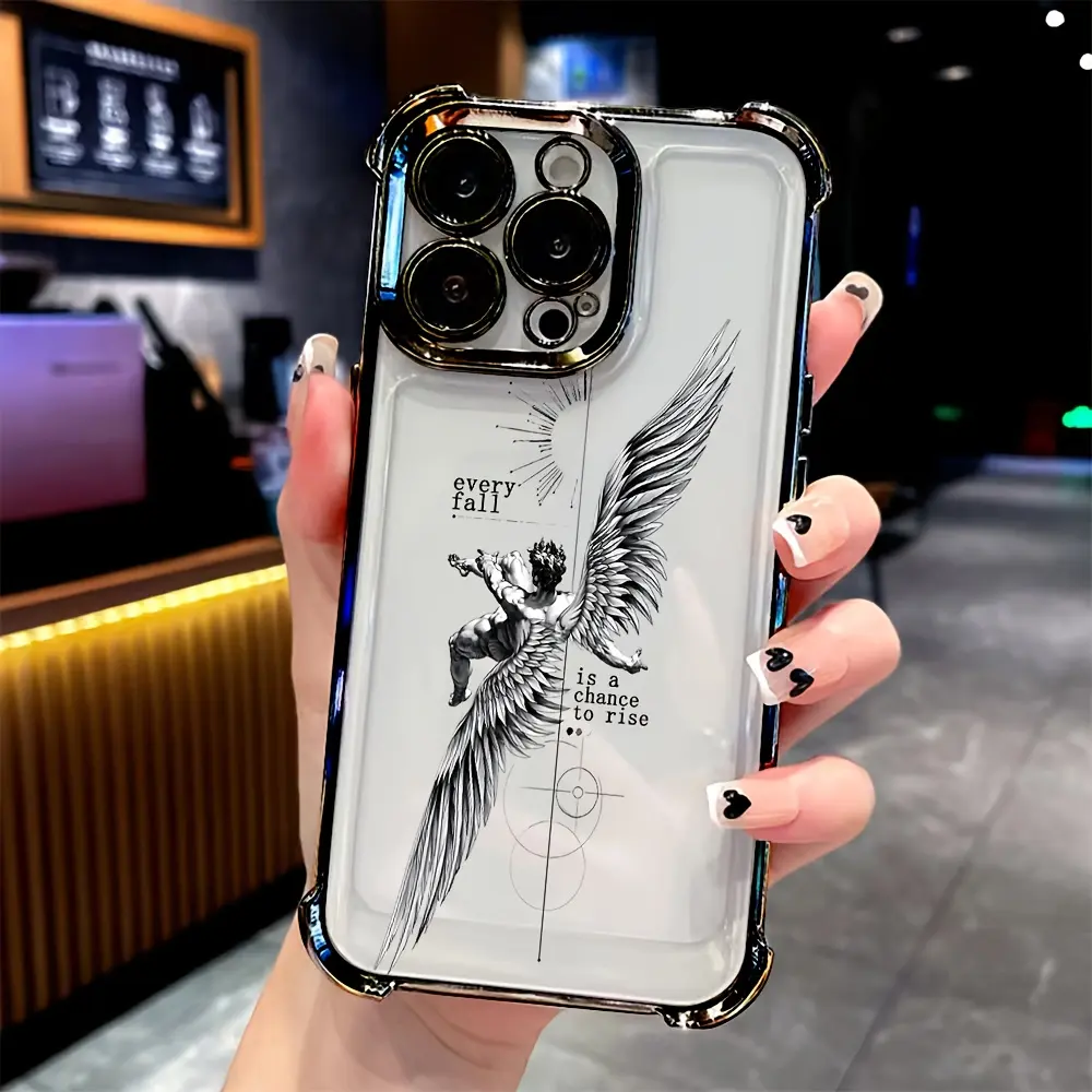 Colorful Fallen Angel Aesthetic Protective Casing - Anti-Drop, Transparent Soft Back Handheld Accessory with Resistance for iPhone 17 Air,16,15,14,13,12,11 Pro Max Plus & Samsung S26,S25,S24,S23,S22 Plus Ultra Devices, Protection, Accessories