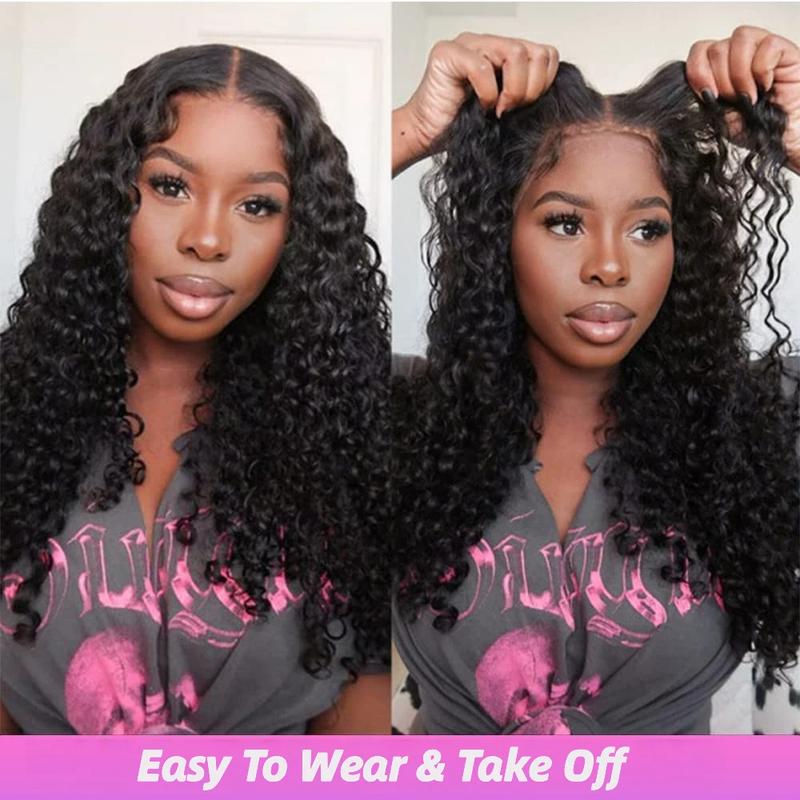 [New In] Bling Hair 13x6 13x4 Glueless Wigs Deep Wave With Drawstring Pre Cut 13x6 13x4 Transparent Lace Frontal Human Hair Wig For Women 180% Density Beginner Friendly