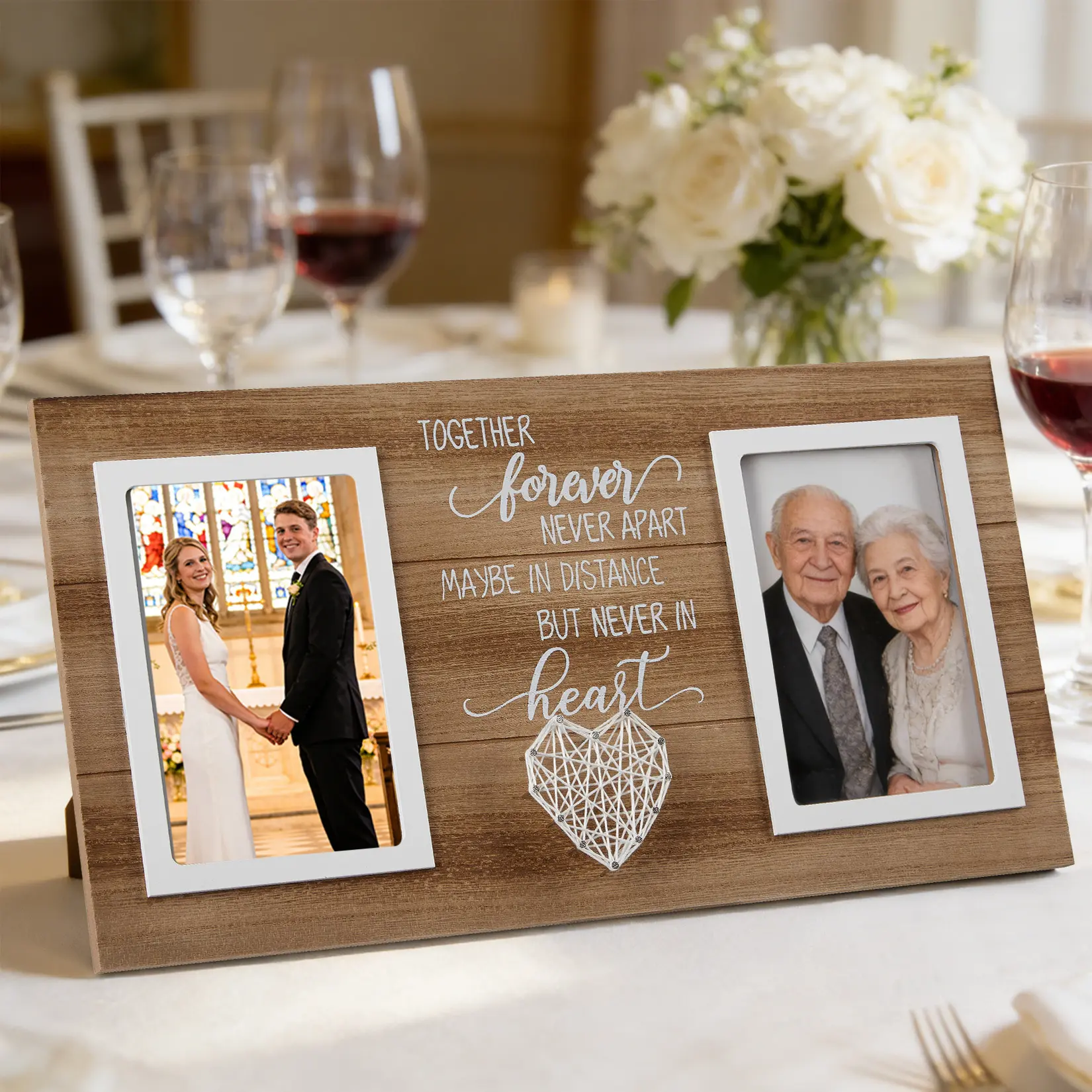 Dark Brown Modern Rustic Wooden Photo Frame - Single Photo Display, Tabletop/Wall Mountable, Freestanding Home Decor Accessory