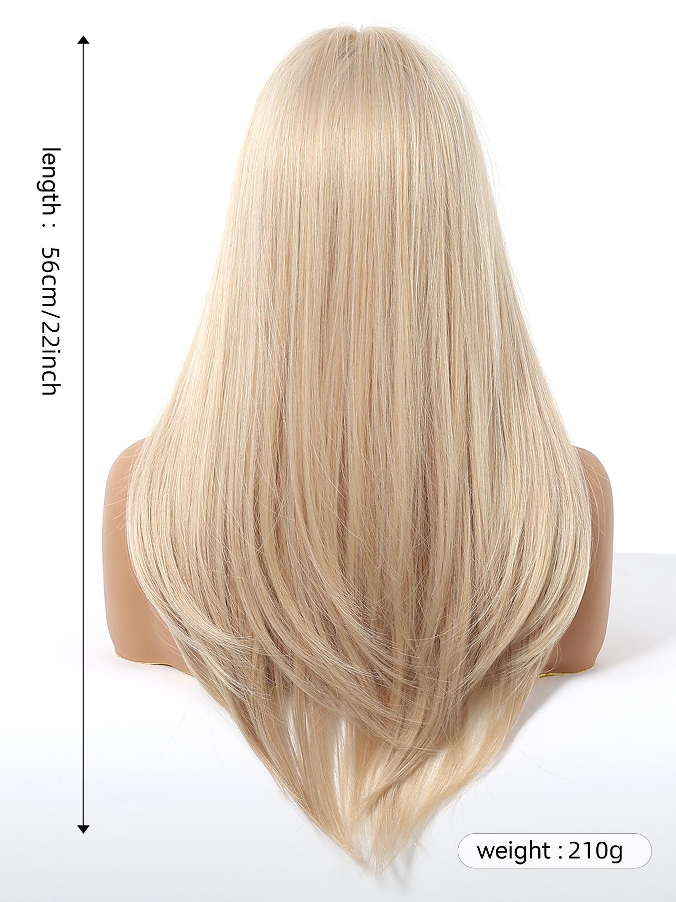 22 Inch Long Straight Wigs for Women, Gorgeous Fluffy Wigs with Bangs, Synthetic Full Machine Wigs for Party, Daily Use, Synthetic Hair Wigs