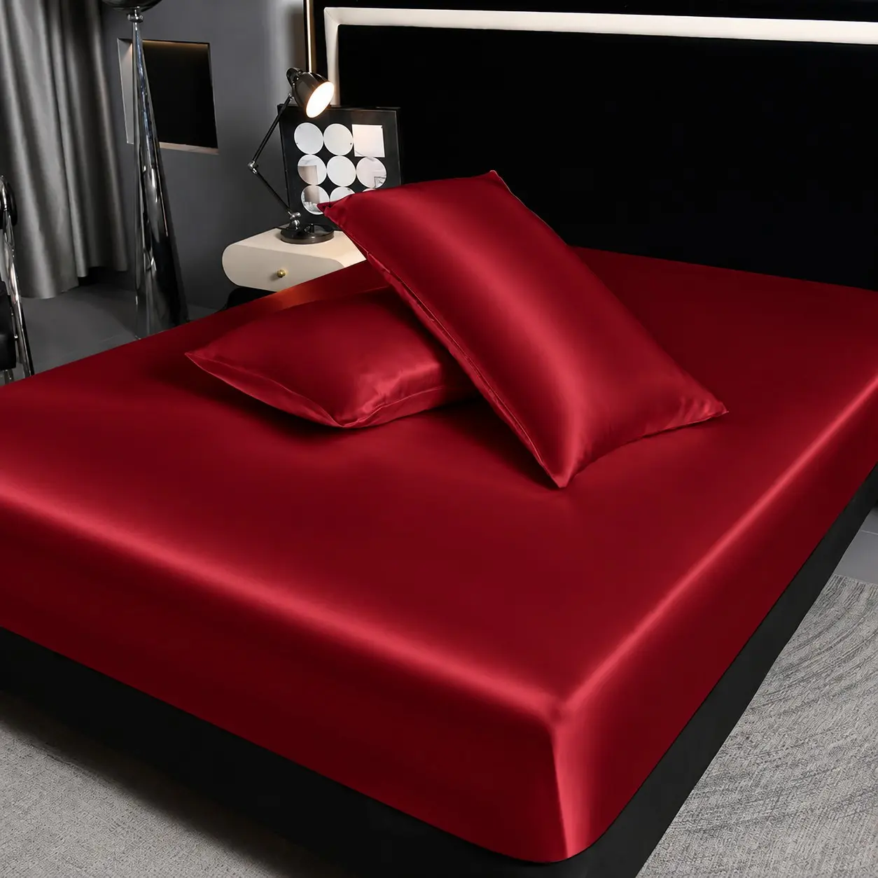 Satin Fitted Sheet Set, Soft Silky Smooth Bed Sheet with All-Around Elastic and Deep Pocket Design, Solid Color Bedding for Bedroom, Hotel, Guest Room and Dorm, Multiple Colors and Sizes Available, Silky Texture for Everyday Bedroom Styling