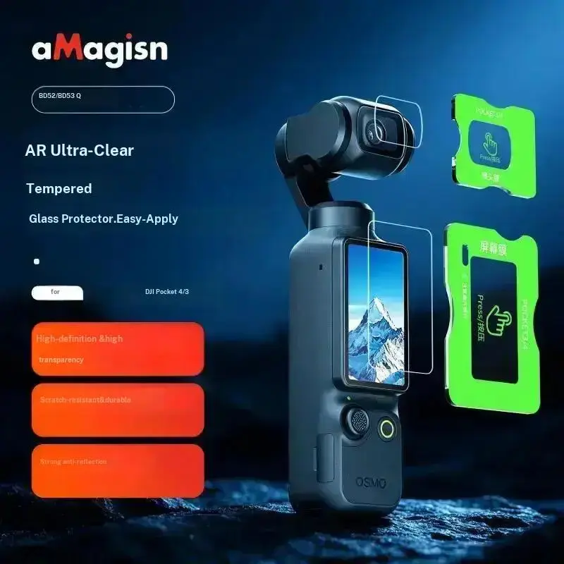 AR Tempered Glass Screen Lens Protector for DJI Osmo Pocket 3 4, Photography Camera Accessories, Solve Screen Glare Issue for Outdoor Shooting, 95% Light Transmittance No Color Distortion, 9H Scratch Resistant Bubble-Free Install with Alignment Tool