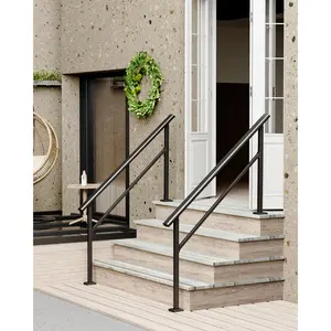 Heavy-Duty Metal Stair Handrail for 1-6 Outdoor or Indoor Steps – Adjustable Height Aluminum & Wrought Iron Railing, Safety Banister for Porch, Deck, Concrete, DIY Kit