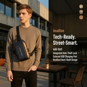2026 New Men's Motorcycle Riding Sling Bag – Anti-Theft Chest Bag with Combination Lock, Crossbody Design, and USB Port for Outdoor Sports